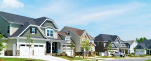 Street of suburban homes